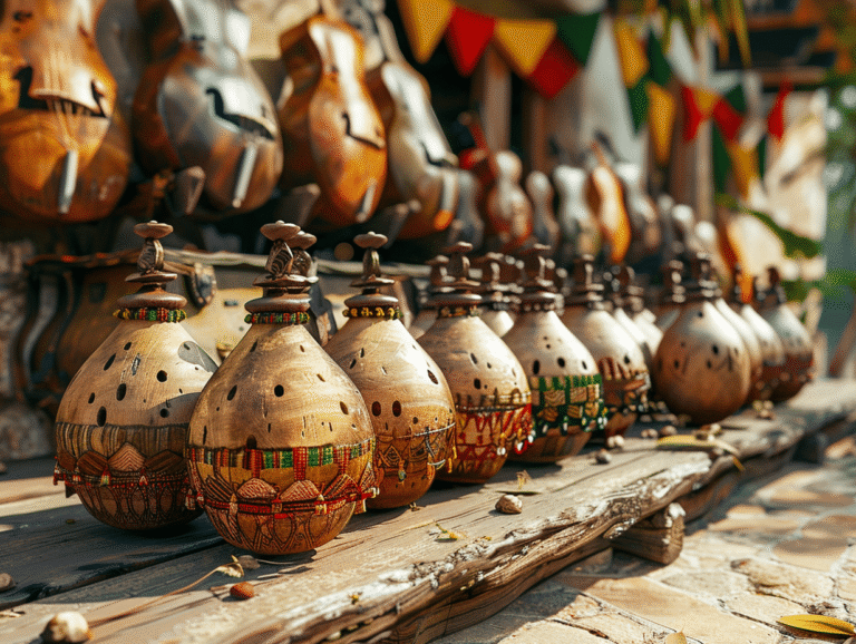 Instruments de musique brésiliens illustrant traditions et diversité culturelle