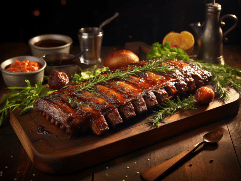 plat de côte caramélisé savoureux et tendre sur une assiette décorée