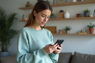 Femme utilisant son smartphone pour bloquer un contact