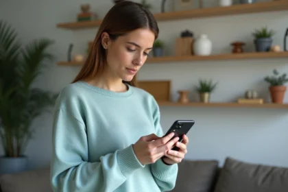 Femme utilisant son smartphone pour bloquer un contact