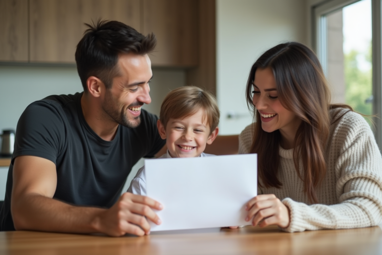 Couple avec un enfant discutant des avantages du PACS pour leur famille