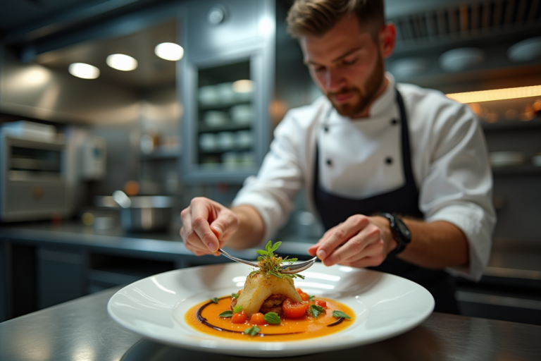 Chefs étoilés de Budapest préparant des plats raffinés dans un restaurant élégant