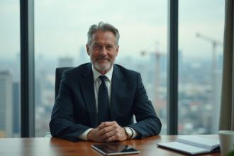 Homme d'affaires en costume dans un bureau moderne