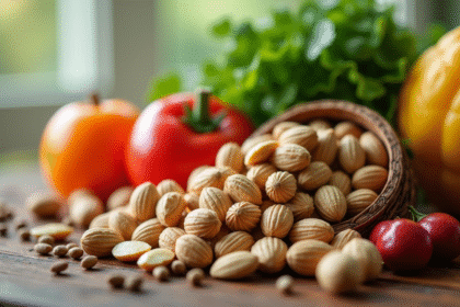 Morceaux de noix et légumes riches en vitamine B3