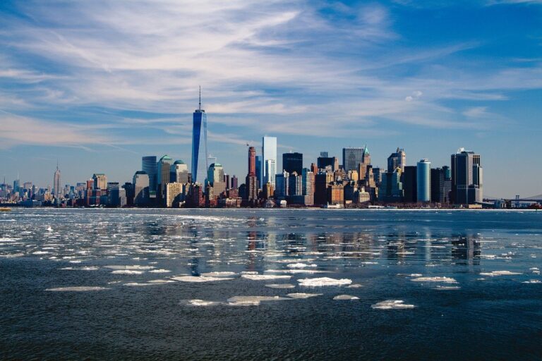Vue panoramique de New York avec la statue de la Liberté en arrière-plan