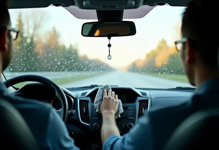 Intérieur de voiture avec condensation sur les vitres