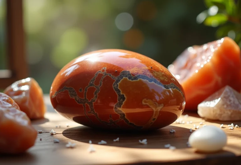 Jaspe Mookaïte aux couleurs variées sur fond naturel