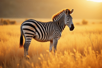 Zebre en profil sous un soleil éclatant en extérieur